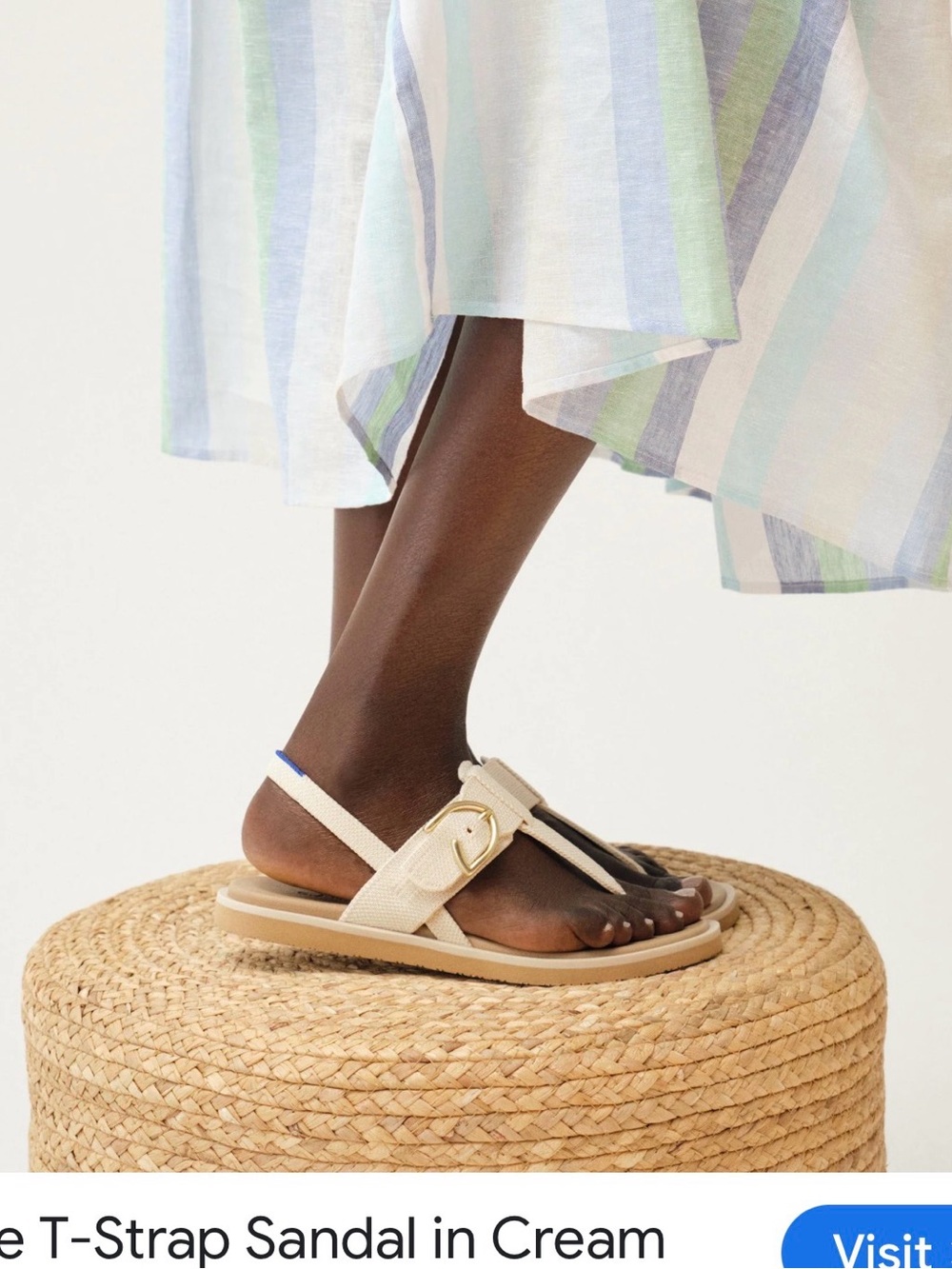 T-Strap Sandal in Cream